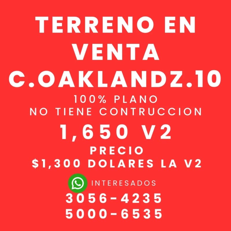 TERRENO EN COLONIA OAKLAND ZONA 10