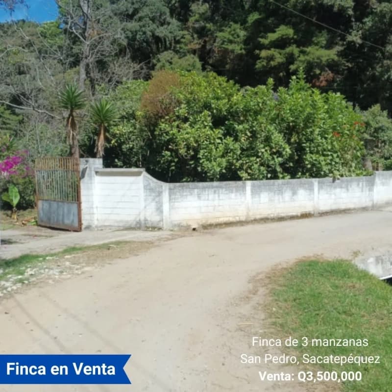 Finca en Venta de 3 manzanas San Pedro, Sacatepéquez