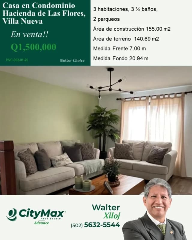 Casa en Condominio en Venta en Zona 2 Villa Nueva Guatemala