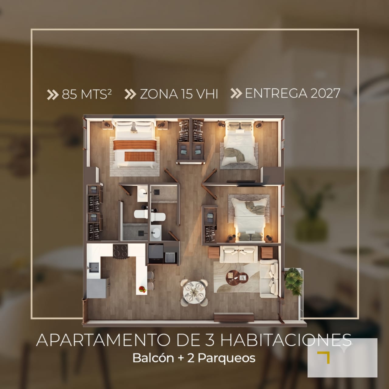 Apartamento en venta de 3 habitación en zona 15 Vista Hermosa 1 — Apartamento en Venta en Vista Hermosa I, Zona 15, Guatemala, Ciudad — foto 1 de 12