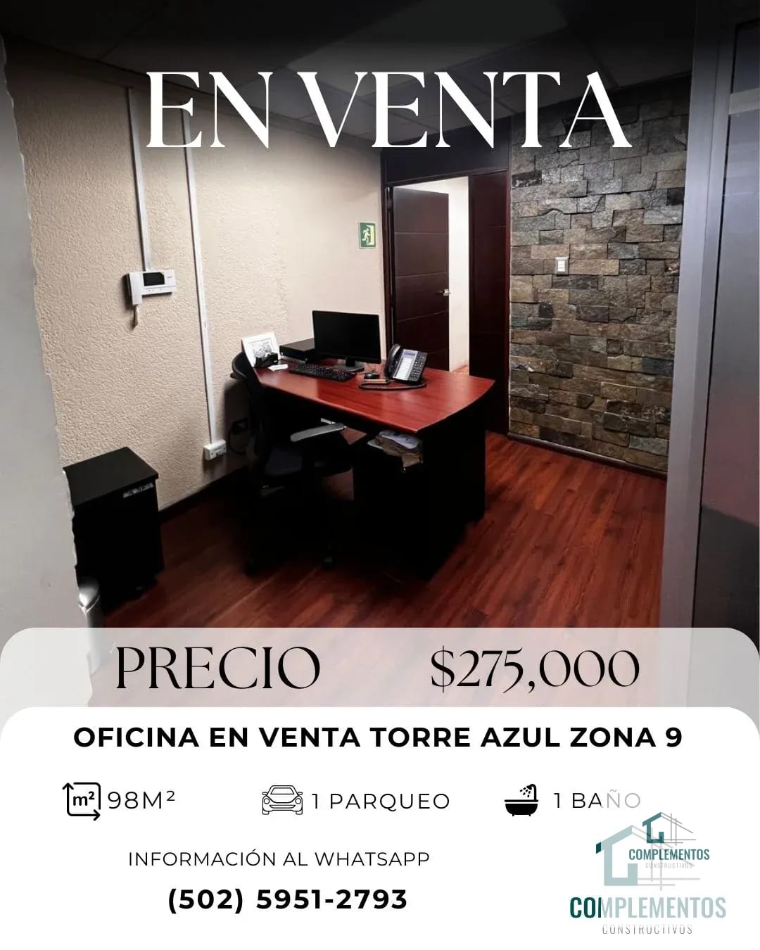 Torre Azul, Oficina en venta zona 9 — Oficina en Venta en Torre Azul, Zona 9, Guatemala, Ciudad — foto 1 de 11