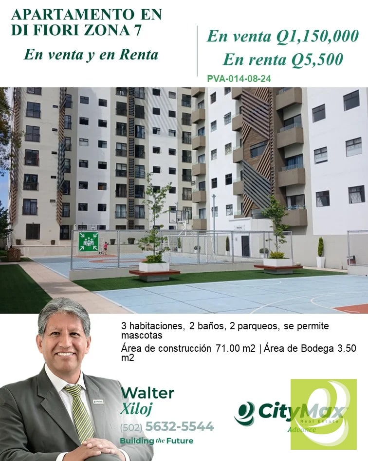 APARTAMENTO EN VENTA/RENTA EN DI FIORI ZONA 7 - 1