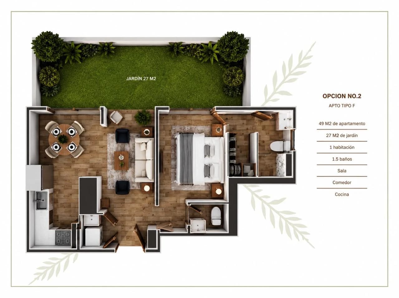Apartamento Nuevo en Venta con Jardín 1 Habitación Zona 13 — Apartamento en Venta en Zona 13, Guatemala, Ciudad — foto 1 de 7