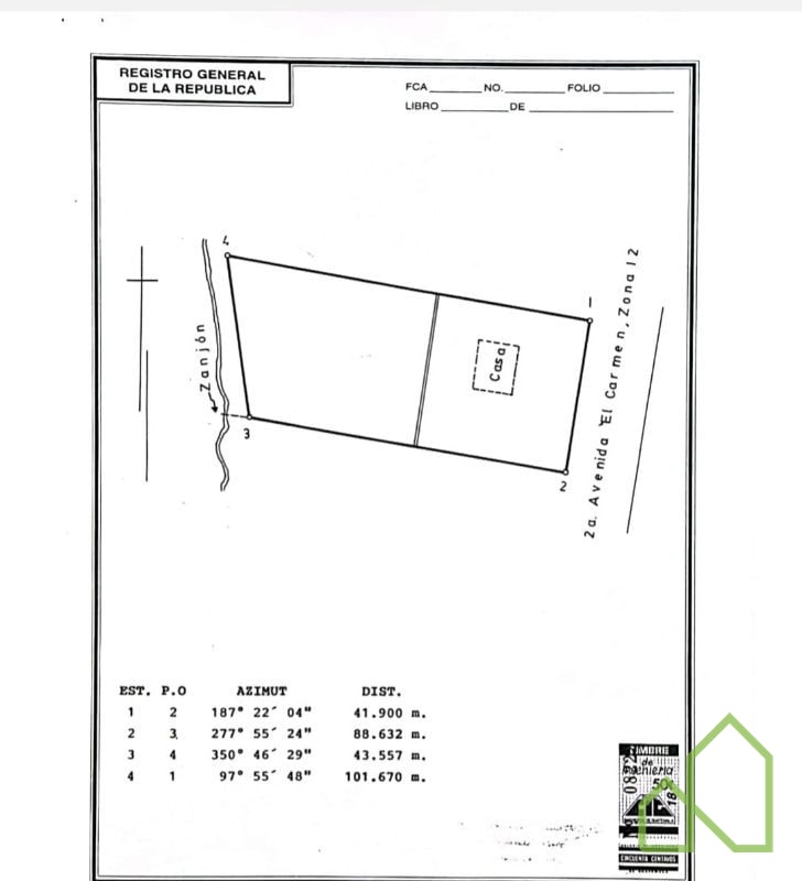 Terreno 5,680v2 en Venta en Colonia El Carmen, zona 12 - 1