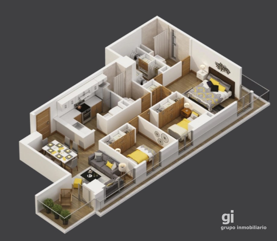 Apartamento de 3 dormitorios en venta zona 10 - 16