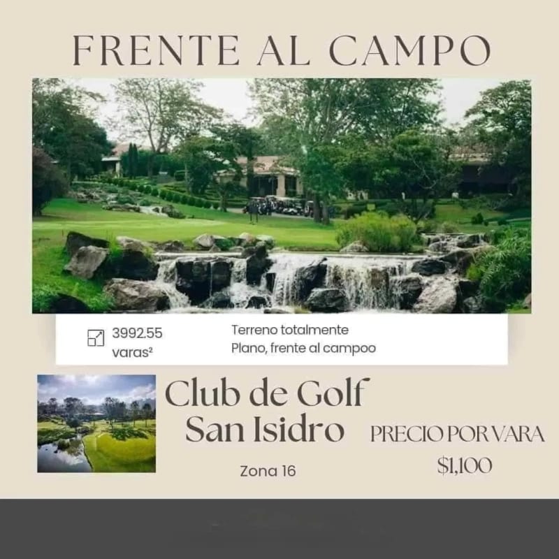 Terreno en venta, en el club de golf San Isidro — Terreno en Venta en San Isidro, Zona 16, Guatemala, Ciudad — foto 1 de 7