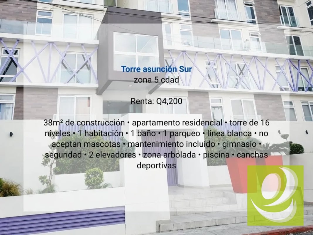 Apartamento en Renta en Torre Asunción Sur zona 5 cdad - 9