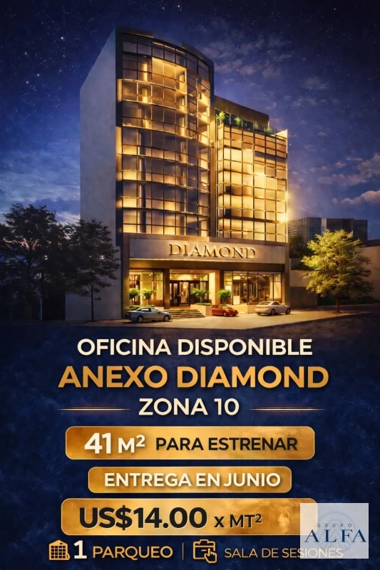 OFICINA RENTA 41 MTS PARA ESTRENAR EDIFICIO NUEVO ANEXO DIAMOND ZONA 10 - 4