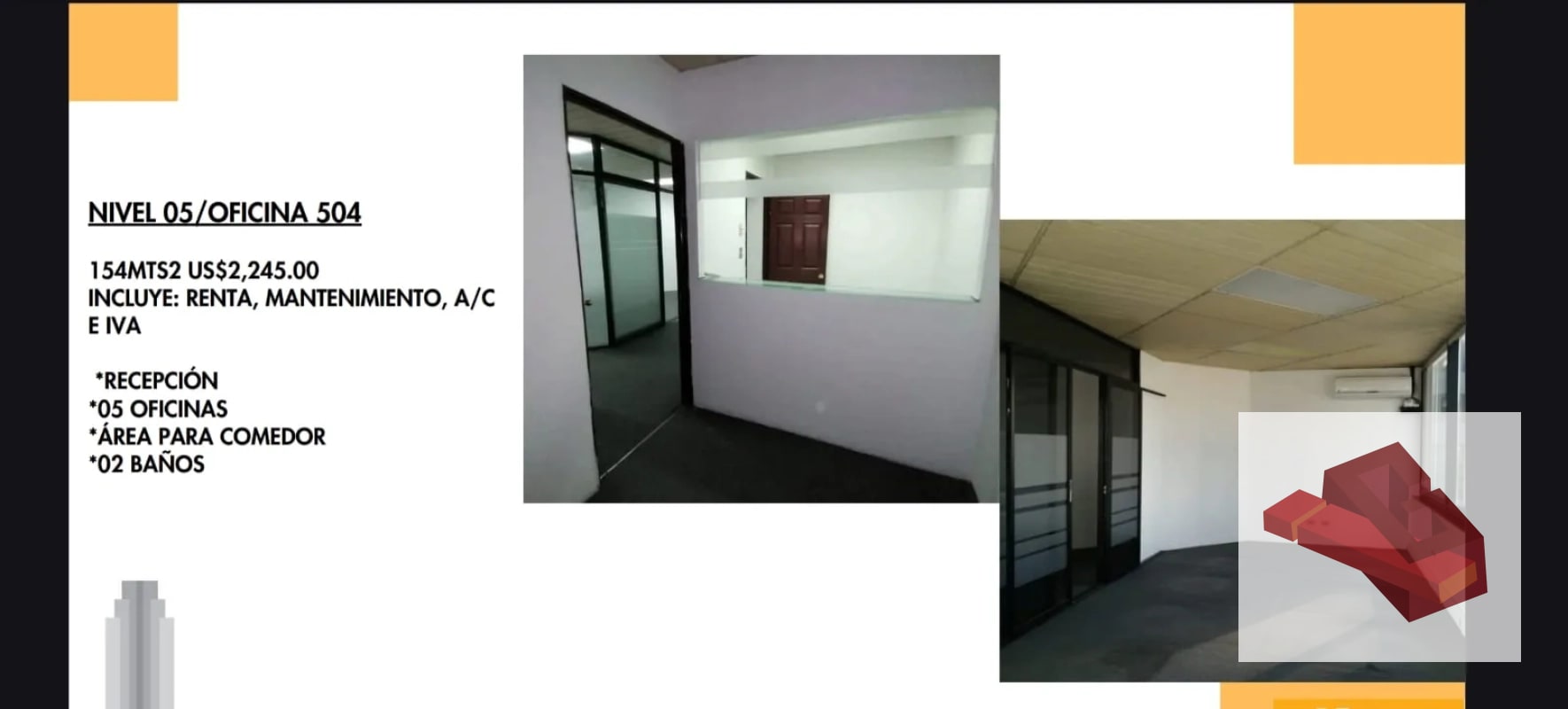 RENTA DE OFICINA ZONA 10, ZONA VIVA. DIFERENTES METRAJES - 6