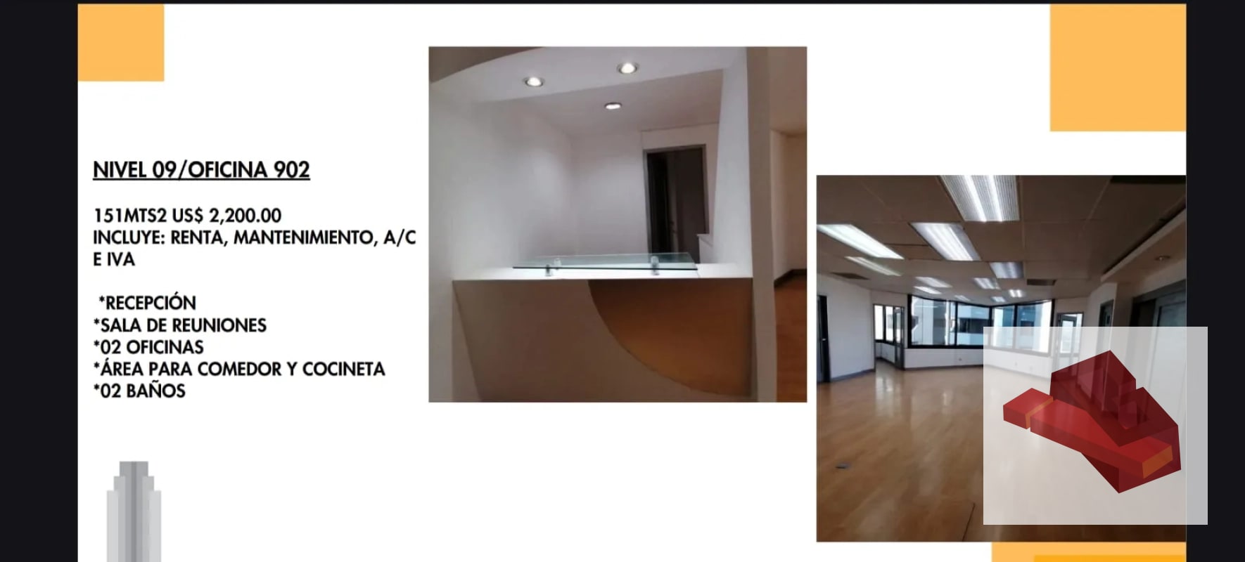 RENTA DE OFICINA ZONA 10, ZONA VIVA. DIFERENTES METRAJES - 4